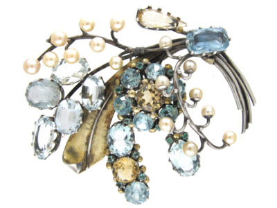 Dore Nossiter Multistone Gold & Silver Brooch
