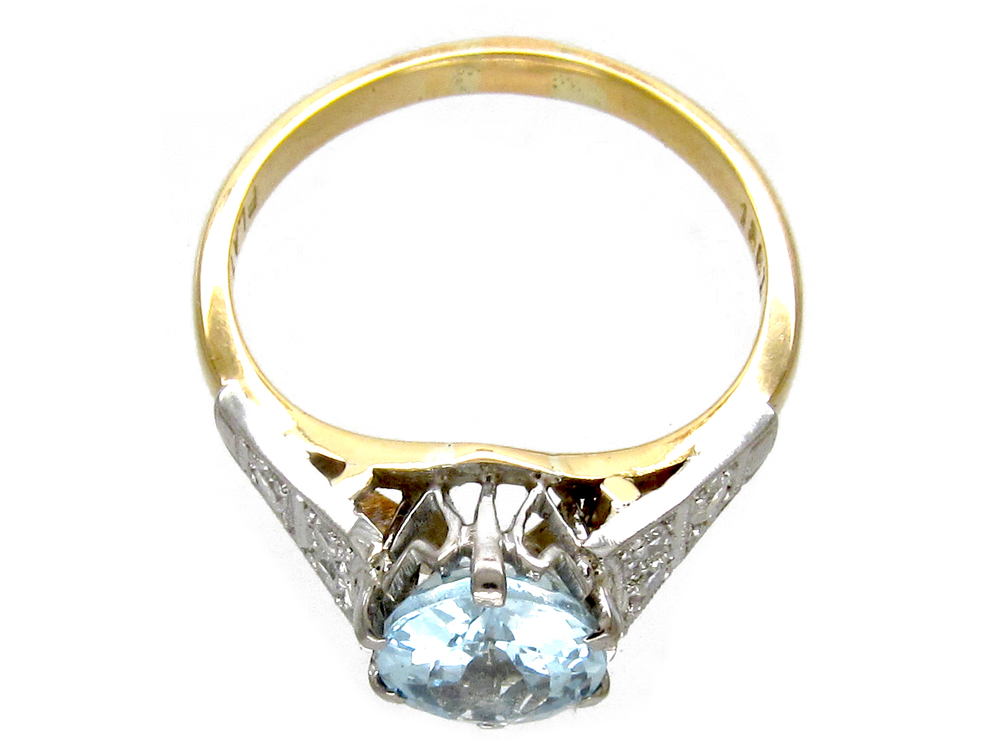 Art Deco Aquamarine & Diamond Ring (804F) | The Antique Jewellery Company