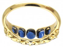 Victorian Five Stone Sapphire & Diamond Points Ring
