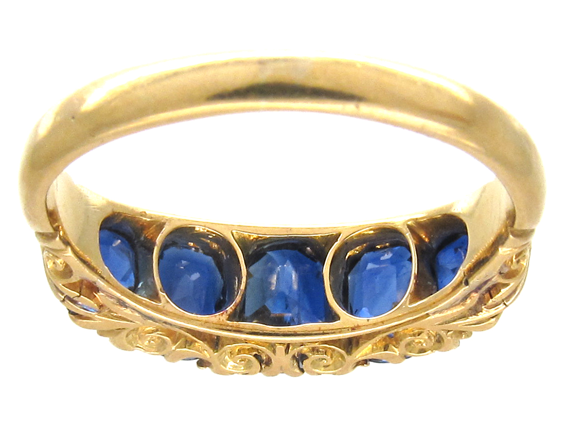 Victorian 18ct Gold Sapphire & Diamond Points Ring (459E) | The Antique ...