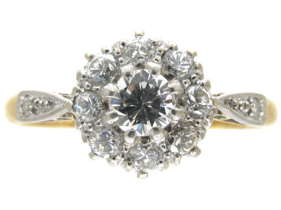 Edwardian Diamond Cluster Ring with Diamond Shoulders