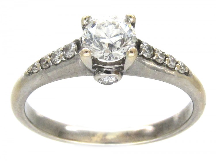 Diamond Solitaire Ring with Diamond Shoulders