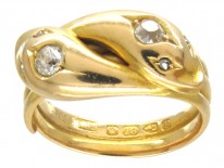 Victorian 18ct Gold & Diamond Double Snake Ring