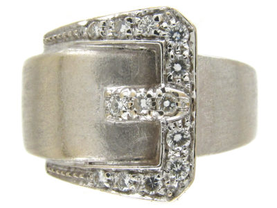 18ct White Gold Buckle Ring