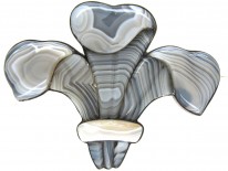 Victorian Prince of Wales Feathers Scottish Grey Agate Brooch