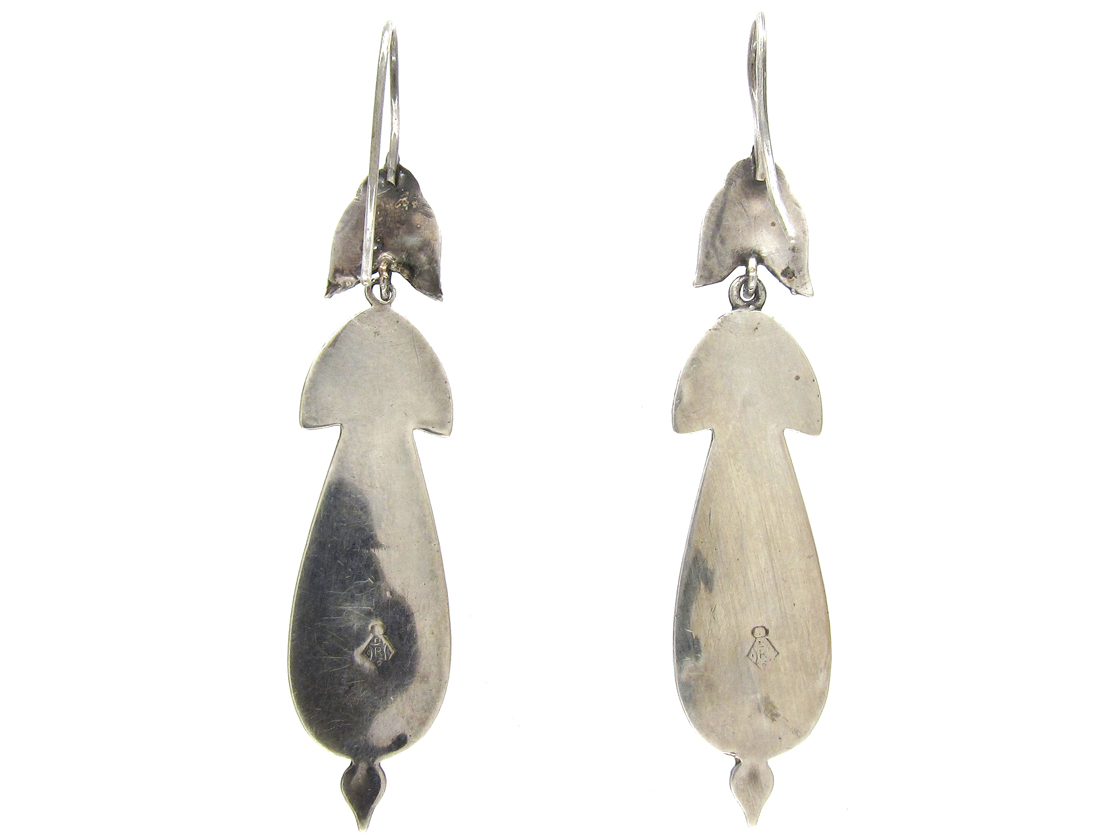Vintage Red Agate Cooper Plating Silver Earrings