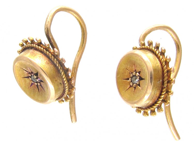 Victorian 15ct Gold & Diamond Stud Earrings Earrings