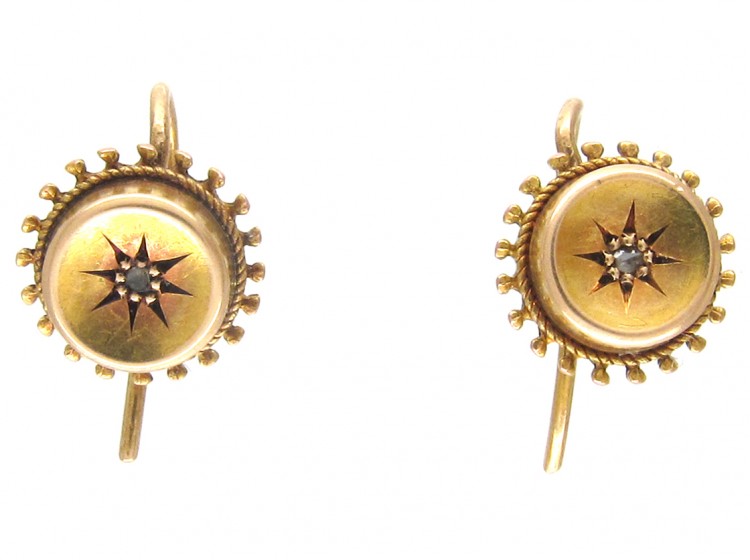 Victorian 15ct Gold & Diamond Stud Earrings Earrings