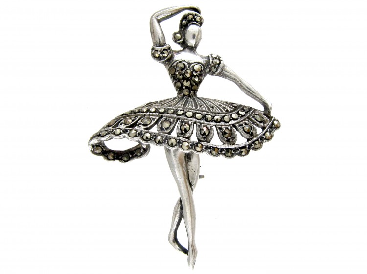 Silver & Marcasite Ballerina Brooch