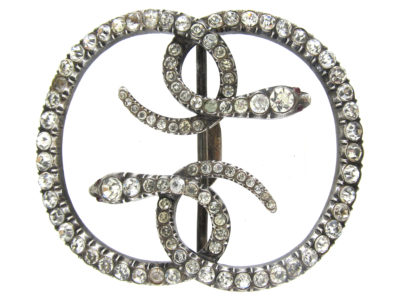 Victorian Paste Set Entwined Snakes Buckle