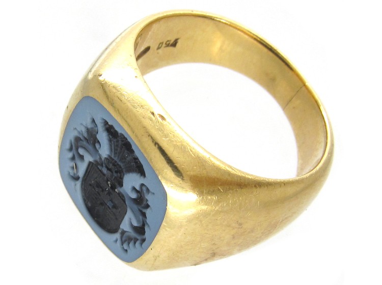 18ct Gold & Sardonyx Intaglio Signet Ring (802F) | The Antique Jewellery  Company
