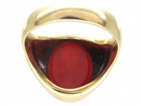 14ct Gold & Carnelian Crested Intaglio Signet Ring