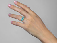 Edwardian Emerald Five Stone & Diamond Boat Shaped Ring