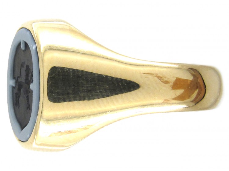 Sardonyx Griffin Intaglio Gold Signet Ring