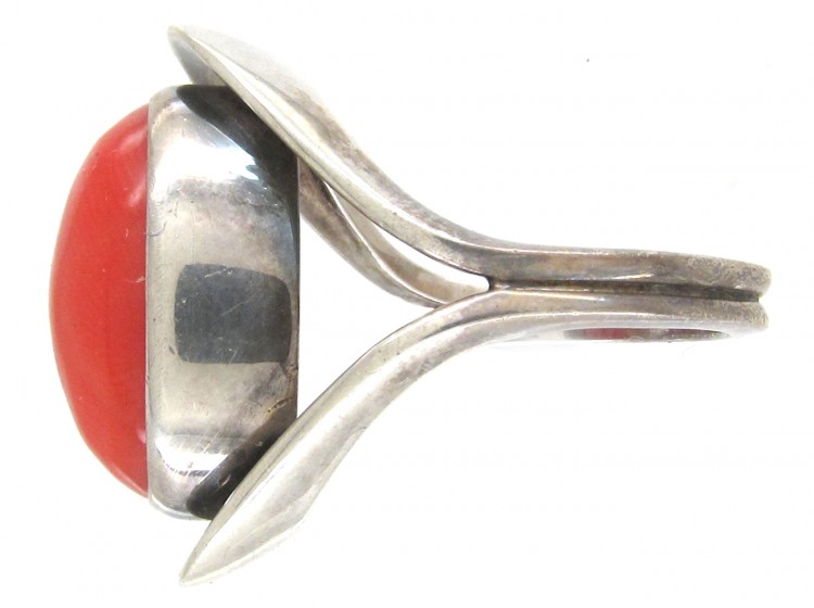 Silver & Coral Ring