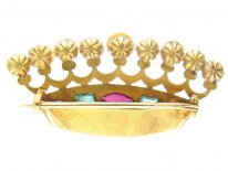 Victorian 18ct Gold & Multi Gem Stone Crown Brooch
