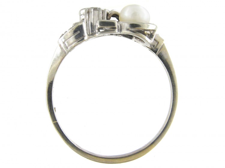 Art Deco Pearl & Diamond Twist Ring
