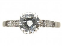 Art Deco Solitaire Ring with Diamond Set Scroll Shoulders