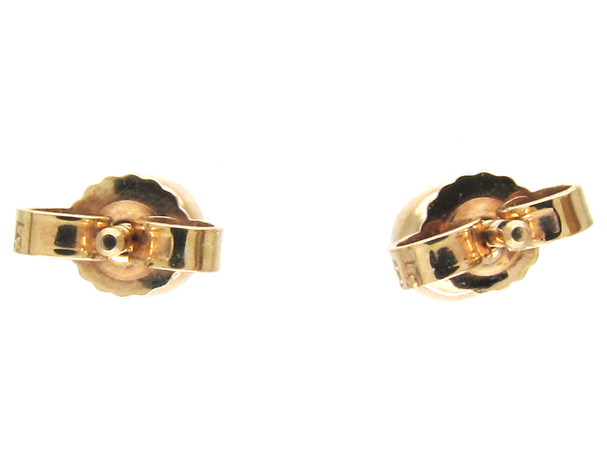 Diamond & 18ct Gold Rub Over Set Stud Earrings (839F) | The Antique ...