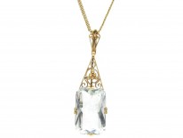 Art Deco Aquamarine & Gold Pendant on gold Chain