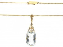 Art Deco Aquamarine & Gold Pendant on gold Chain