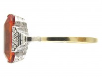 Art Deco Rectangular Fire Opal Ring