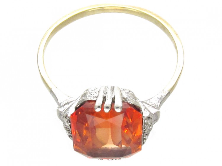 Art Deco Rectangular Fire Opal Ring