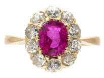 Edwardian Ruby & Diamond Cluster Ring