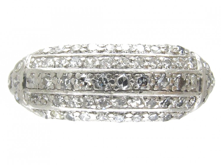 Edwardian Platinum & Diamond Set Five Line Ring