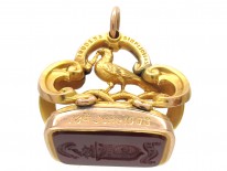 15ct Gold Coiled Snake & Pheasant Seal with Carnelian Intaglio of a Crest
