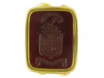 15ct Gold Coiled Snake & Pheasant Seal with Carnelian Intaglio of a Crest
