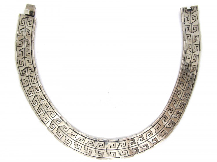 Mexican Indian Design Silver Collar