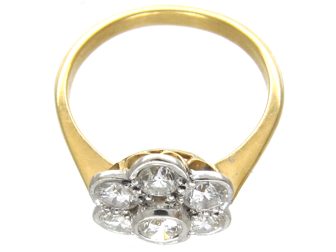 Edwardian 18ct Gold & Platinum Diamond Daisy Cluster Ring (872F) | The ...
