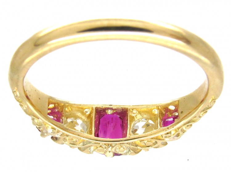 Edwardian Ruby & Diamond Five Stone Ring