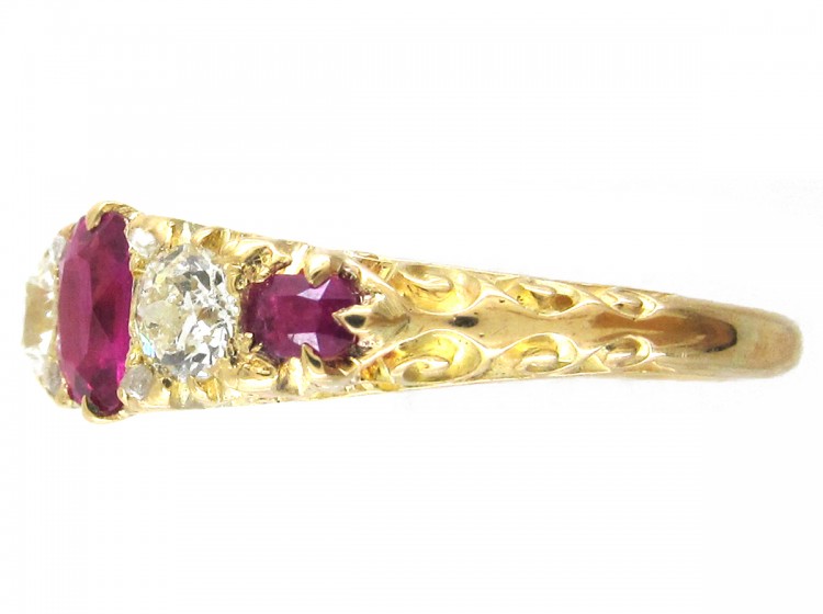 Edwardian Ruby & Diamond Five Stone Ring