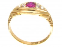 Victorian 18ct Gold Ruby & Diamond Ring