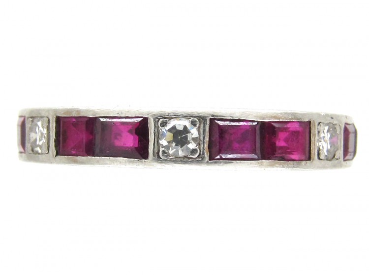 Art Deco Platinum Diamond & Ruby Eternity Ring