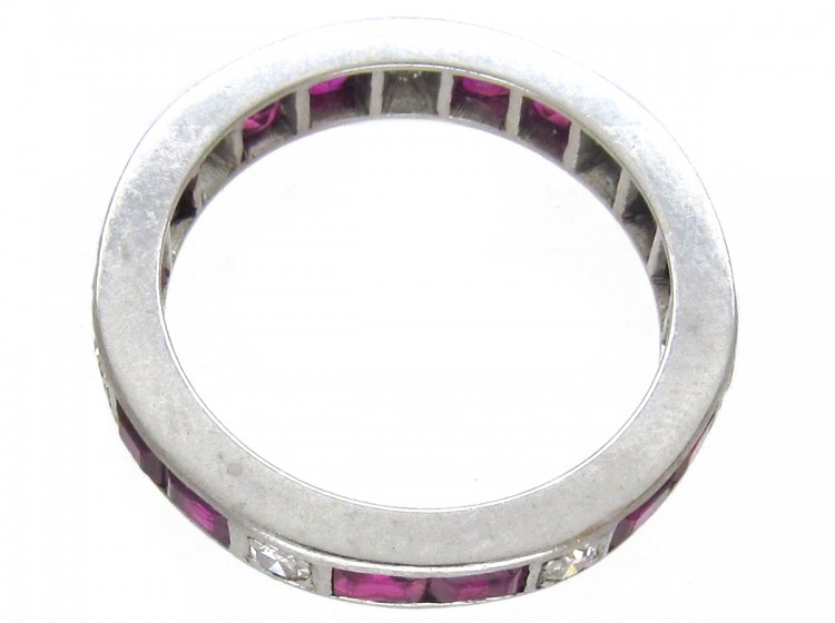 Art Deco Platinum Diamond & Ruby Eternity Ring