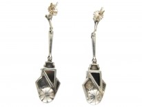 Art Deco Silver, Onyx, Pearl & Marcasite Earrings