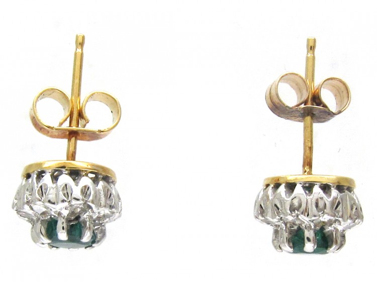 Diamond & Emerald Cluster Earrings