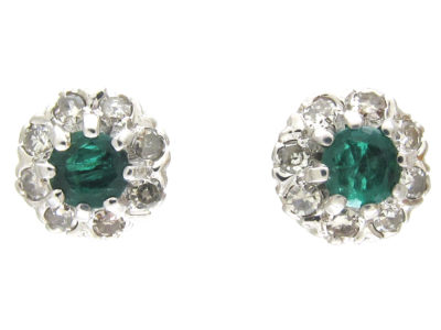 Diamond & Emerald Cluster Earrings