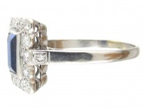 Art Deco Platinum, Sapphire & Diamond Rectangular Ring