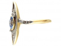 Edwardian Marquise Shaped Sapphire & Diamond Ring