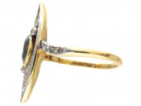 Edwardian Marquise Shaped Sapphire & Diamond Ring