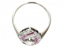 Art Deco Platinum, Ruby & Diamond Wrapover Ring