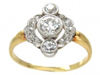 Art Deco Three Stone Diamond Cluster Ring