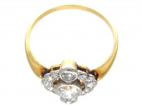 Art Deco Three Stone Diamond Cluster Ring