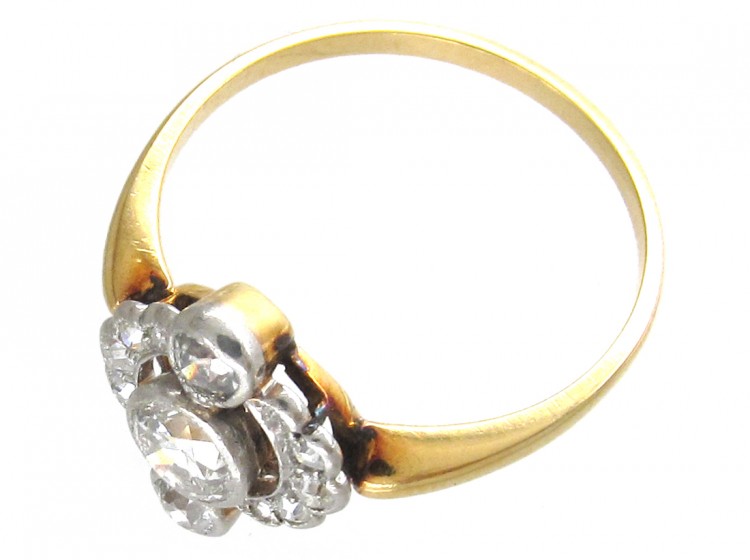 Art Deco Three Stone Diamond Cluster Ring (57/O) | The Antique ...