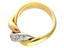 18ct Diamond Twist Three Colour Gold Ring