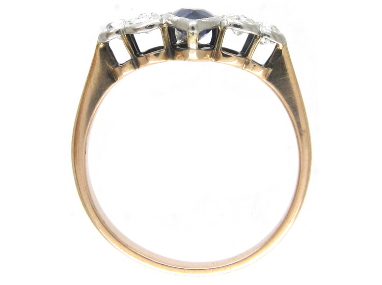 Art Deco Lozenge Shaped Burma Sapphire & Diamond Ring